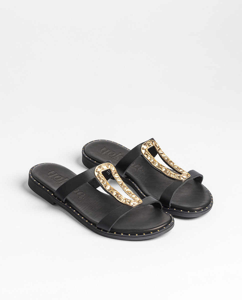 Yokono Lara 270 sandalo basso nero in pelle