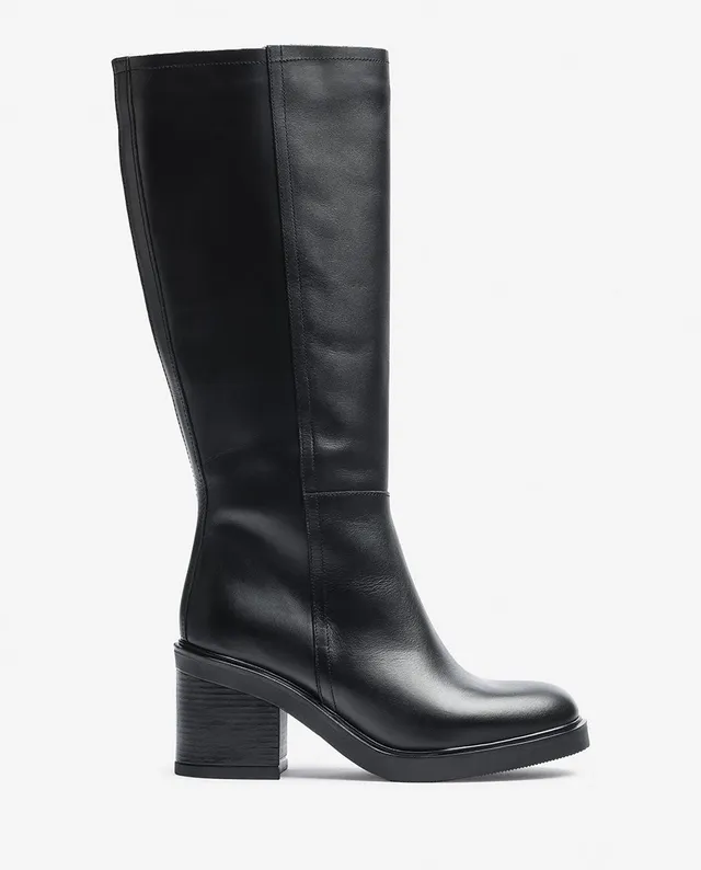 Yokono Mire 003 stivali alti donna nero in pelle tacco 6