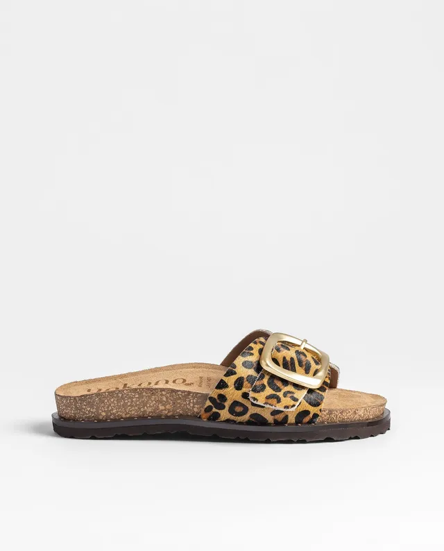Yokono Bolus-114 sandali bassi donna leopardati in cuoio