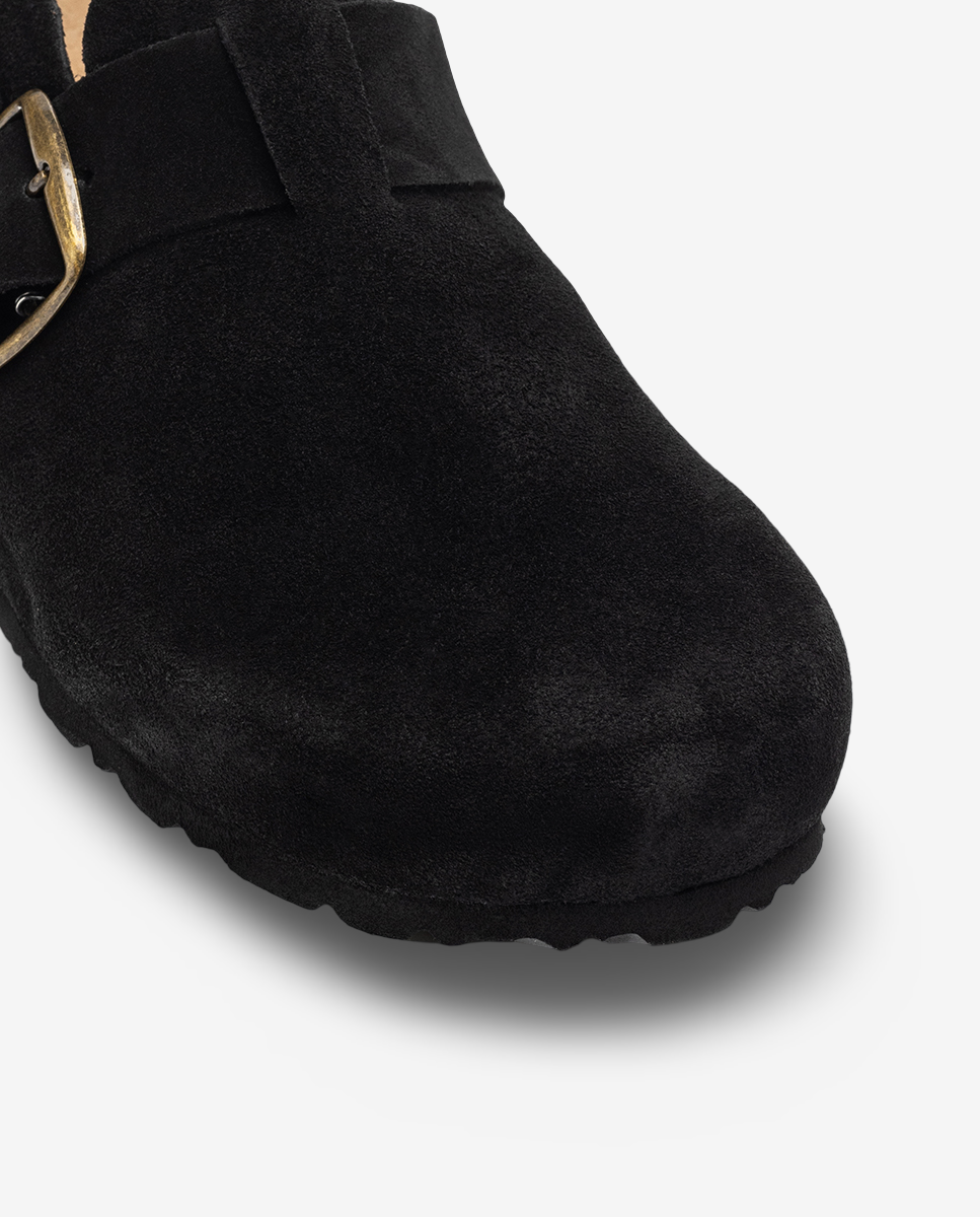 Yokono 600 zoccoli donna neri in pelle scamosciata